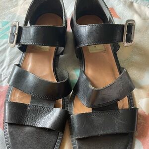 Life Stride Black Leather Sandals
